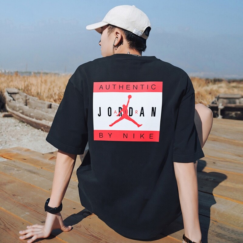 Jordan乔丹篮球短袖正品AJ上衣纯棉男子T恤新款运动装宽松五分袖