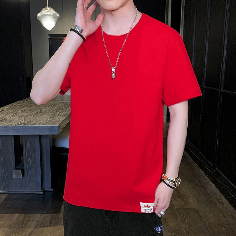 阿迪达斯三叶草短袖男夏季新款运动服针织宽松透气红色半袖T恤