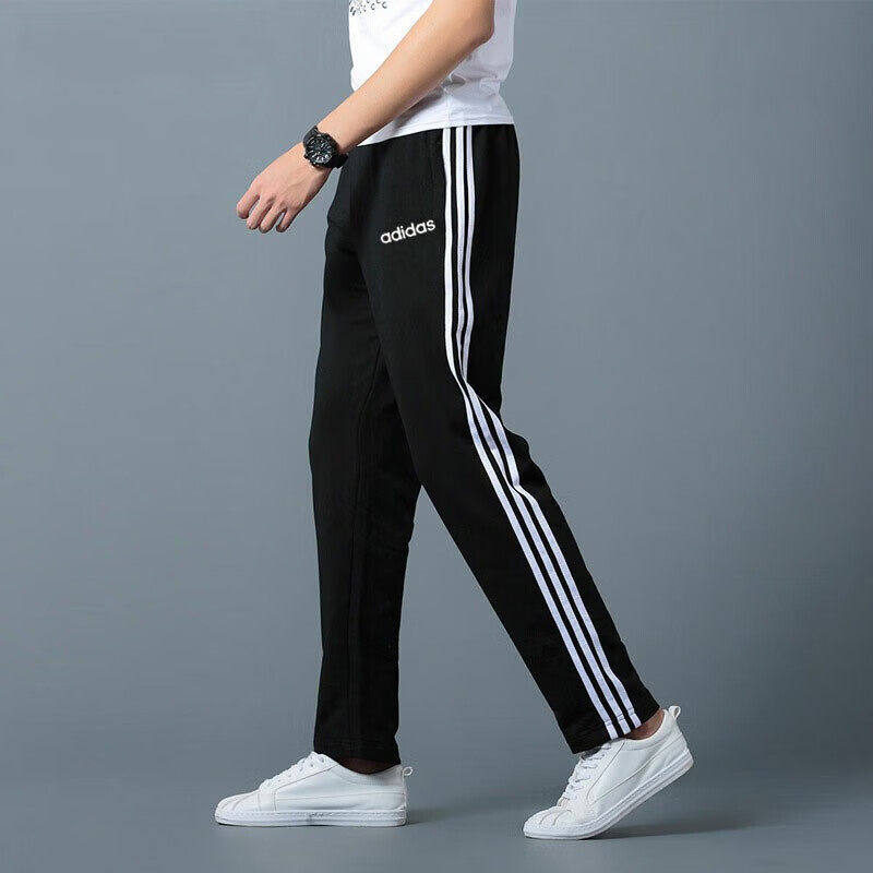 阿迪达斯运动裤男春季新款大码户外休闲裤梭织透气宽松直筒长裤