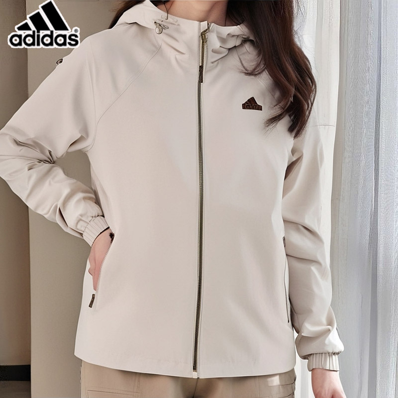 阿迪达斯女梭织外套纯色舒适日常简约百搭外套夹克防风透气JJ1128