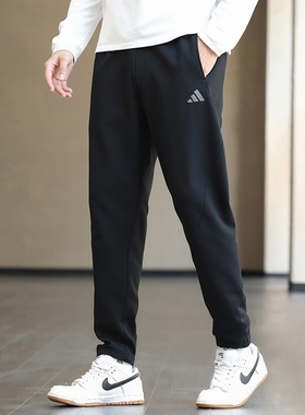 阿迪达斯裤子男冬季新款小脚裤休闲运动裤黑色卫裤针织长裤KB5186