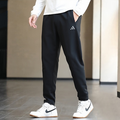 阿迪达斯裤子男冬季新款小脚裤休闲运动裤黑色卫裤针织长裤KB5186