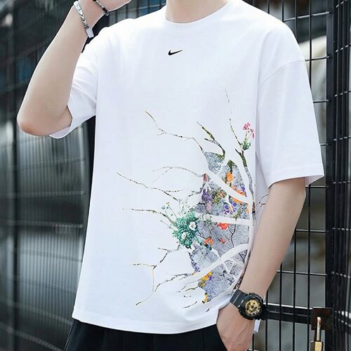 Nike耐克正品白色短袖潮流印花T恤夏季新款纯棉上衣男士运动半袖