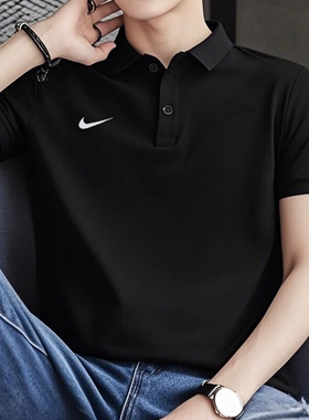 黑色POLO衫Nike耐克正品冰丝短袖速干翻领T恤夏季新款男子上衣薄