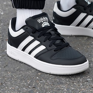 阿迪达斯男鞋夏季新款运动鞋低帮板鞋轻便舒适皮质黑色鞋休闲鞋