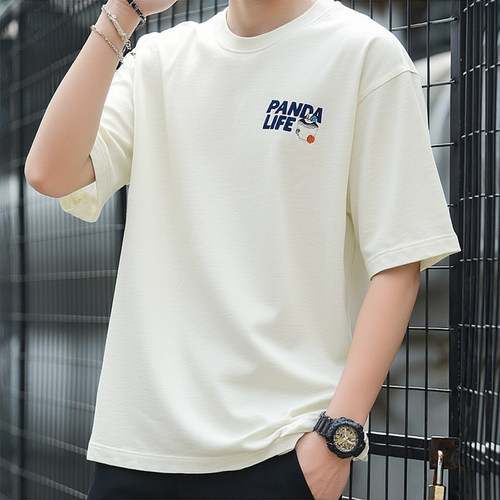 阿迪达斯短袖男t恤夏季新款复古米白宽松大码半袖休闲纯棉运动服