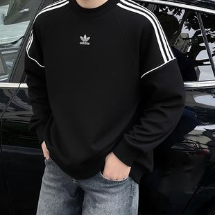 阿迪达斯三叶草卫衣男冬季新款保暖美式大码上衣篮球复古套头衫