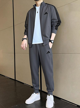 阿迪达斯男士运动套装春秋季爸爸休闲夹克外套长裤宽松运动衣服