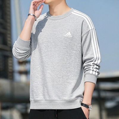 阿迪达斯卫衣男春季新款宽松运动服复古灰色外套纯棉打底衫IC9905