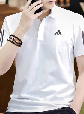 阿迪达斯翻领短袖男2025夏季运动服网球速干Polo衫T恤体恤HF1815