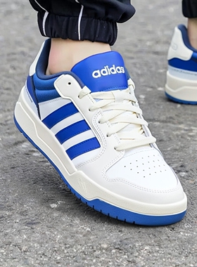 阿迪达斯白蓝色休闲鞋男鞋新款运动鞋NEO轻便百搭低帮学生板鞋