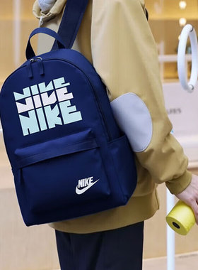 Nike耐克蓝色背包男女运动包儿童书包新款双肩包大容量休闲旅行包