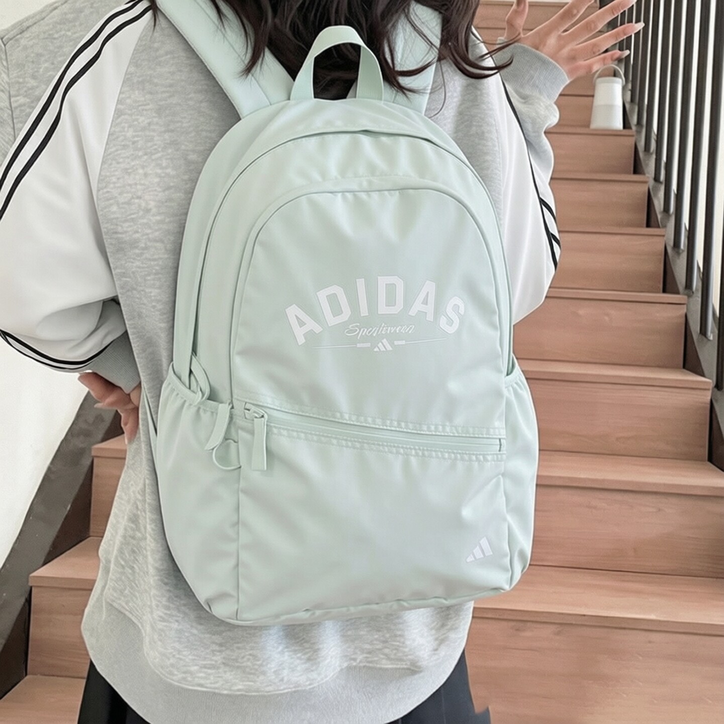 adidas双肩包男女新款薄荷绿复古休闲旅行通勤大容量运动背包书包
