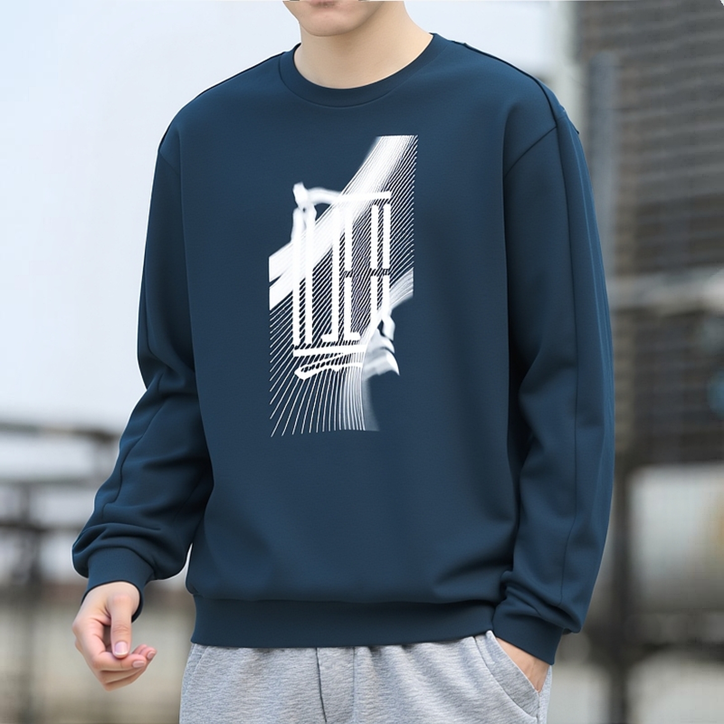 阿迪达斯长袖T恤男新款圆领纯棉宽松青少年运动卫衣男休闲外套