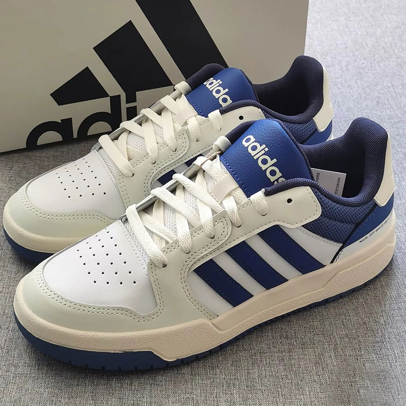 阿迪达斯男女鞋春季新款透气皮面小白鞋复古蓝色篮球运动板鞋男