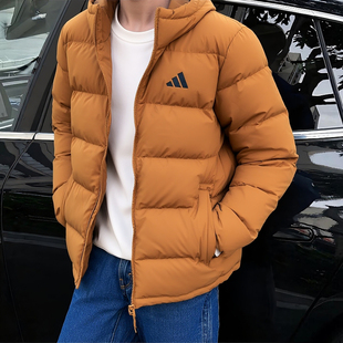 阿迪达斯羽绒服男冬季新款连帽防风加厚鸭绒休闲宽松外套面包服