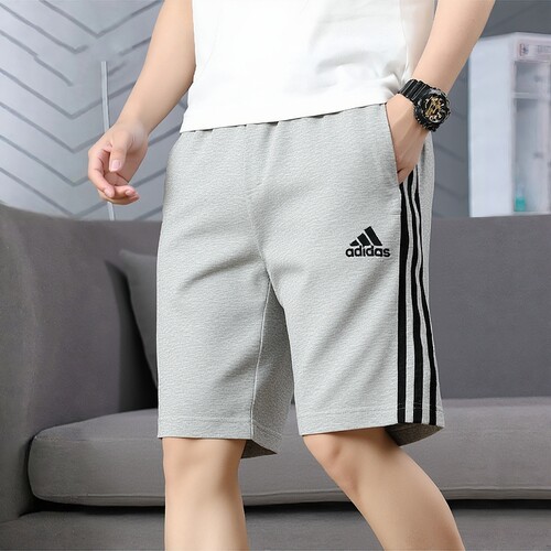 阿迪达斯灰色短裤男裤夏季新款运动裤针织裤透气宽松休闲裤五分裤
