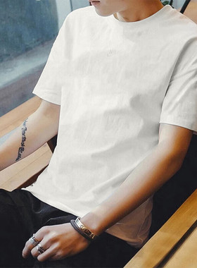 白色短袖纯棉25夏季耐克休闲正品重磅纯色运动T恤跑步半袖DO7393