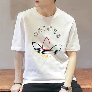 阿迪达斯三叶草短袖T恤男装夏季新款运动服宽松气圆领休闲上衣
