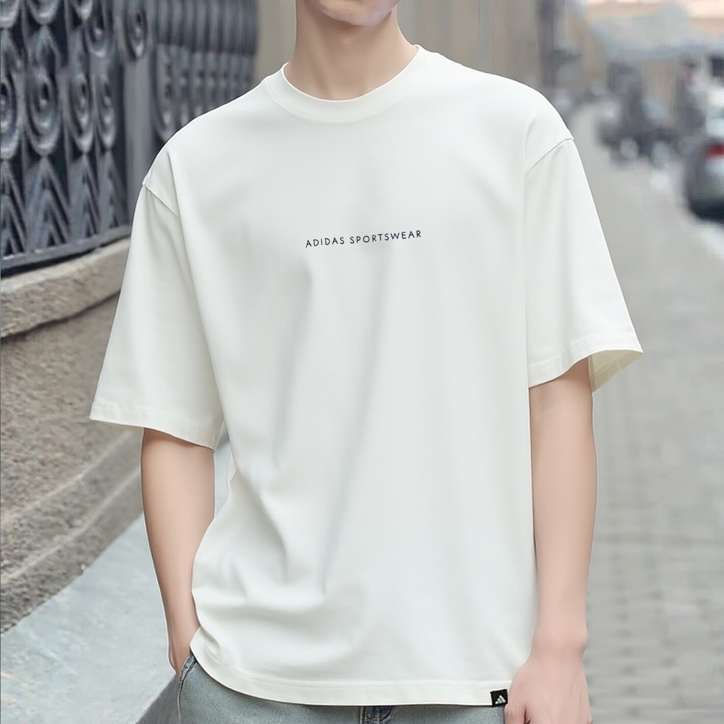 阿迪达斯T恤男夏季新款纯棉半袖复古宽松大码印花美式短袖JJ3971