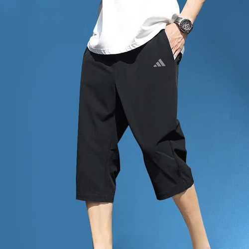 阿迪达斯中长裤男裤新款快干运动裤子宽松透气男士薄款休闲七分裤