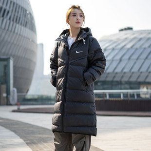 Nike耐克冬季新款中长款羽绒服保暖棉服厚款外套女子运动上衣