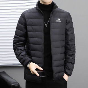 阿迪达斯轻薄立领羽绒服男冬季新款运动羽绒外套男士排骨鸭绒衣