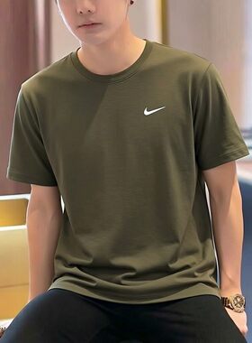 耐克纯棉刺绣小标男短袖运动T恤