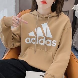 阿迪达斯卫衣女宽松显瘦百搭春秋季2025新款纯棉连帽外套女款