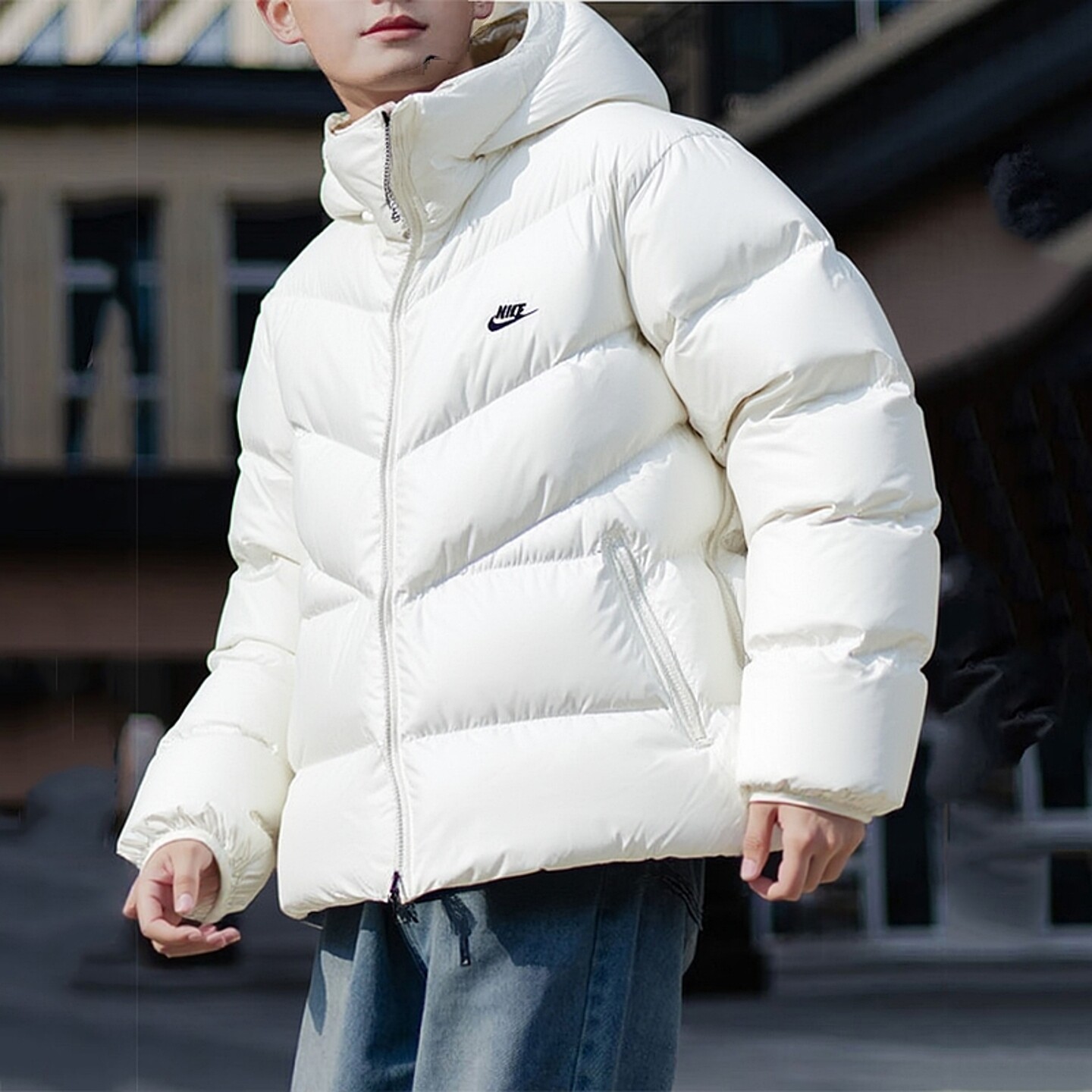 Nike正品连帽羽绒服耐克男装保暖防风加绒加厚面包服休闲训练外套