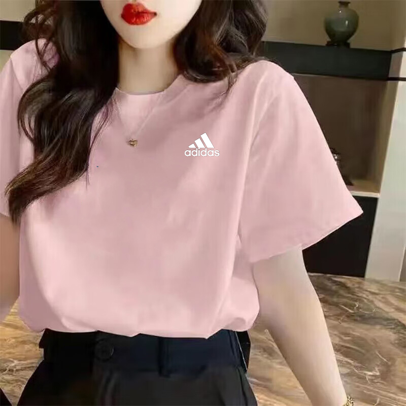 粉色短袖Adidas假一赔十