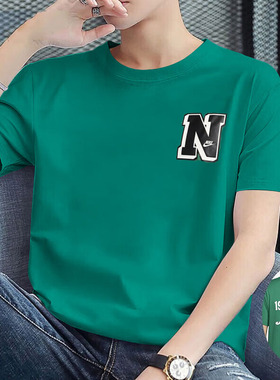 绿色纯棉短袖耐克男装25春季新款圆领透气运动休闲排汗T恤FV3773