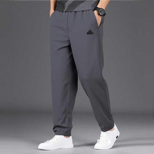 阿迪达斯深灰色运动裤男裤新款薄款休闲裤梭织透气束脚收口裤长裤