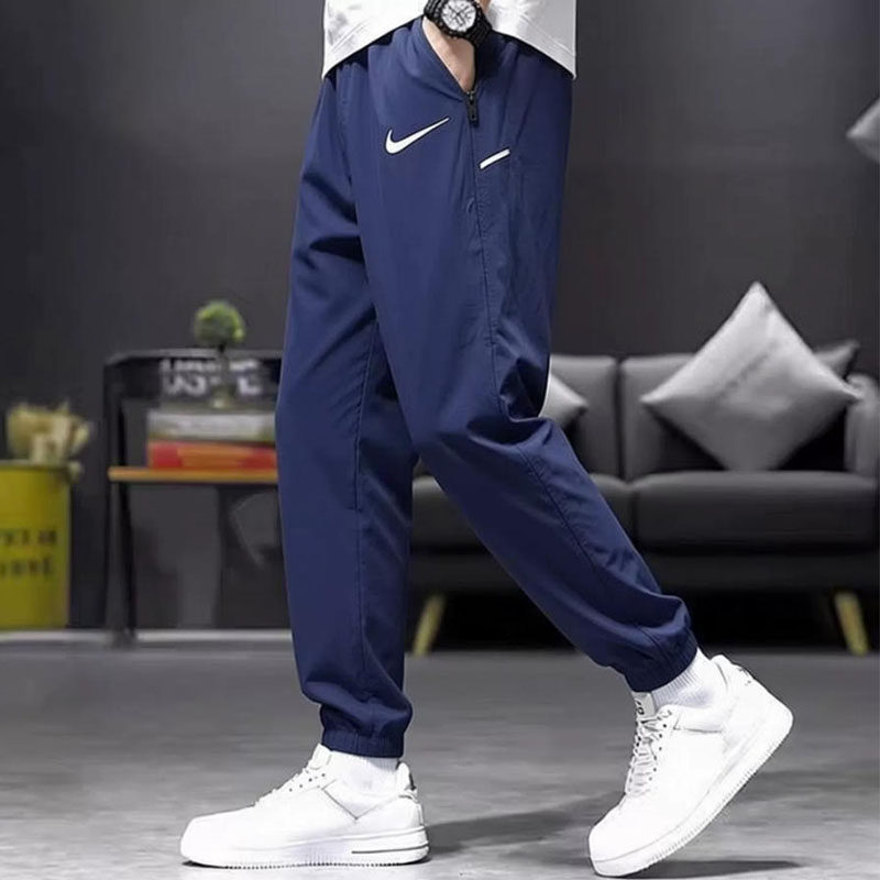 Nike耐克冰丝裤长裤藏蓝色运动裤速干男裤束口训练裤跑步小脚卫裤