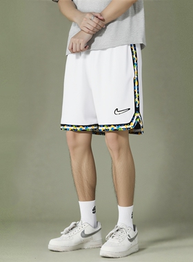 Nike耐克裤子白色运动裤夏季新款篮球短裤速干冰丝男裤透气五分裤
