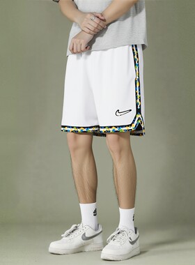 Nike耐克裤子白色运动裤夏季新款篮球短裤速干冰丝男裤透气五分裤