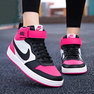 Nike耐克中高帮女鞋板鞋秋季皮面运动鞋子女童轻便舒适休闲鞋子