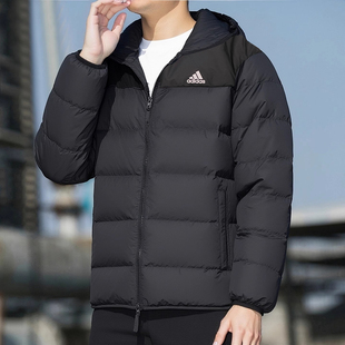 阿迪达斯连帽羽绒服外套男2025冬季新款运动服保暖防风夹克JX1808