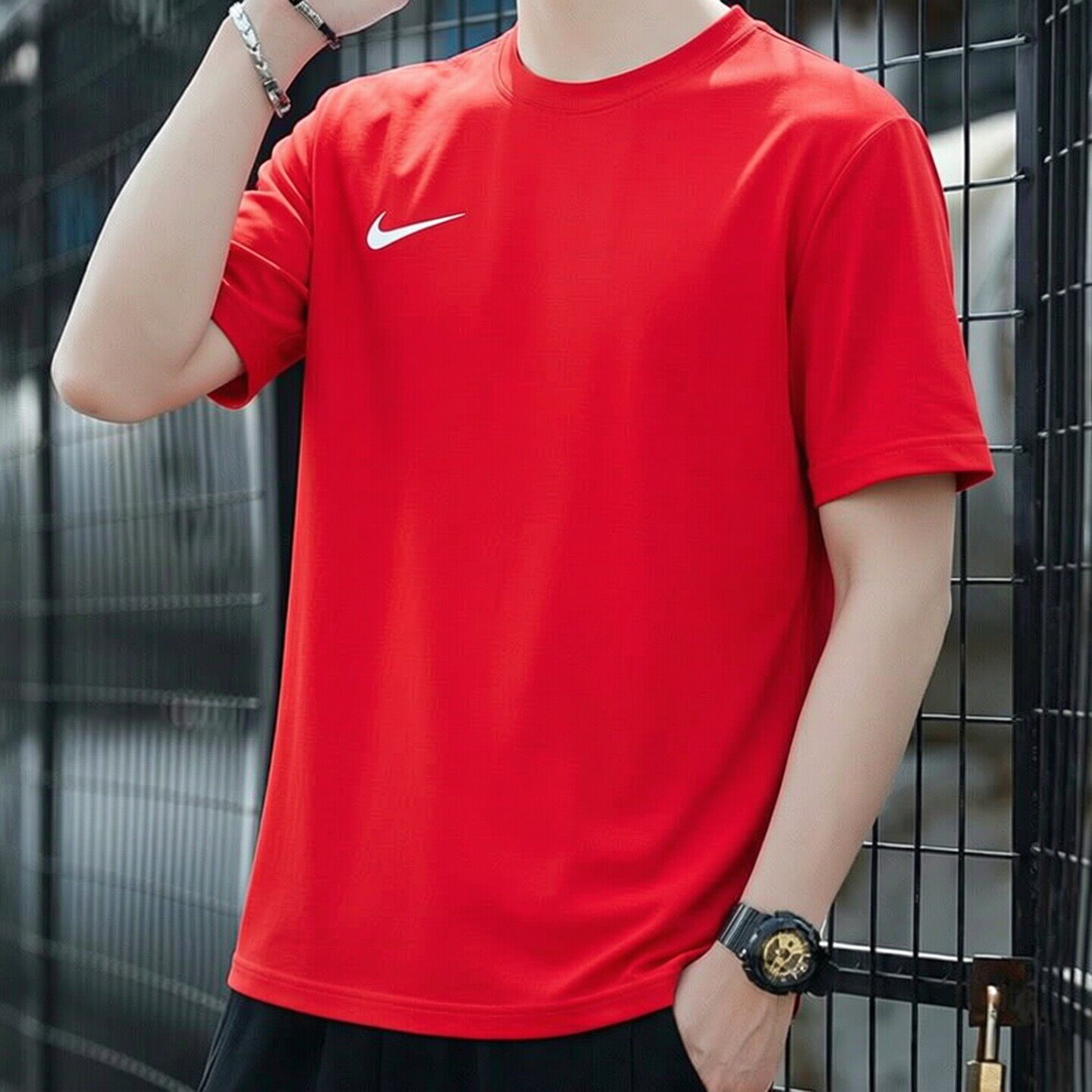 红色短袖Nike耐克2026年新款男子T恤冰丝运动服速干健身休闲半袖