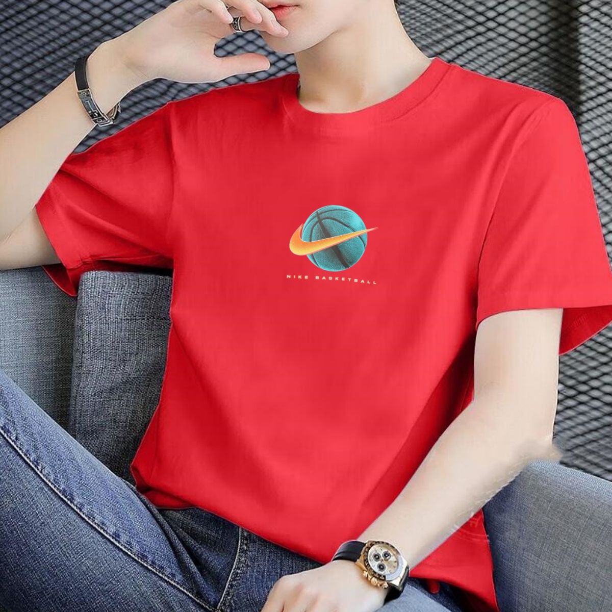 耐克官方正品红色短袖男运动T恤