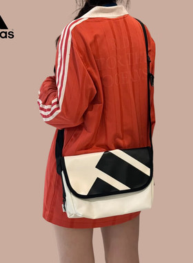 阿迪达斯斜挎包男女包夏季新款美式便携旅行皮面潮流单肩包JP0419