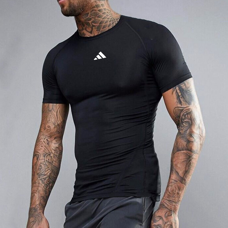 阿迪达斯紧身衣男夏季新款运动服健身训练跑步服弹力快干透气短袖