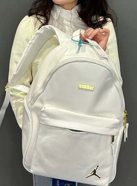 Jordan白色双肩包学生书包防水aj包训练蛇纹大容量pu旅行运动背包