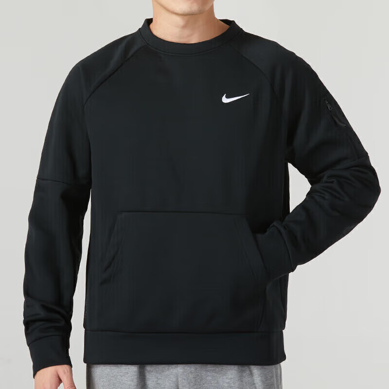 Nike耐克加绒卫衣男针织休闲黑色套头衫上衣防风保暖运动装FB8506