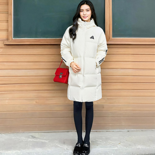 正品假一赔十白色中长款羽绒服女