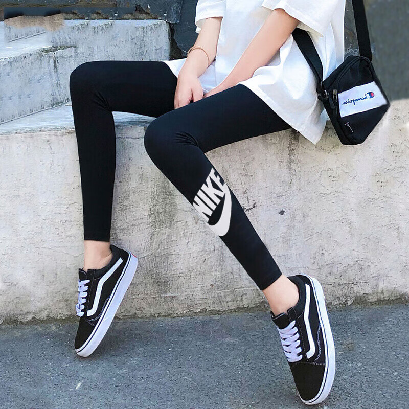 打底裤Nike耐克鲨鱼裤正品瑜伽裤训练健身长裤女裤新款紧身运动裤