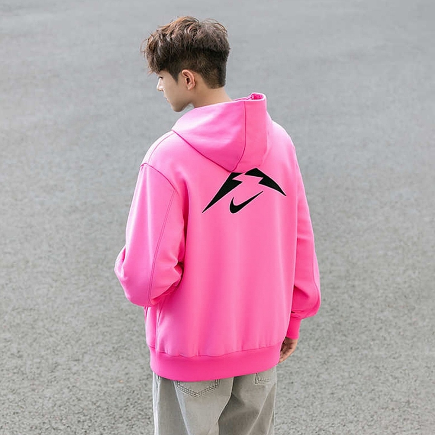 Nike耐克卫衣男粉色越野跑步保暖连帽衫针织运动休闲套头衫HJ3571