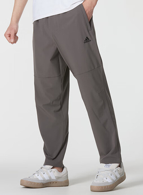 阿迪达斯薄款长裤男夏季新款梭织运动裤骑行透气直筒男裤子IT3982