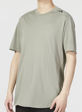 阿迪达斯短袖男夏季新款绿色健身运动冰丝半袖篮球速干T恤IB9091