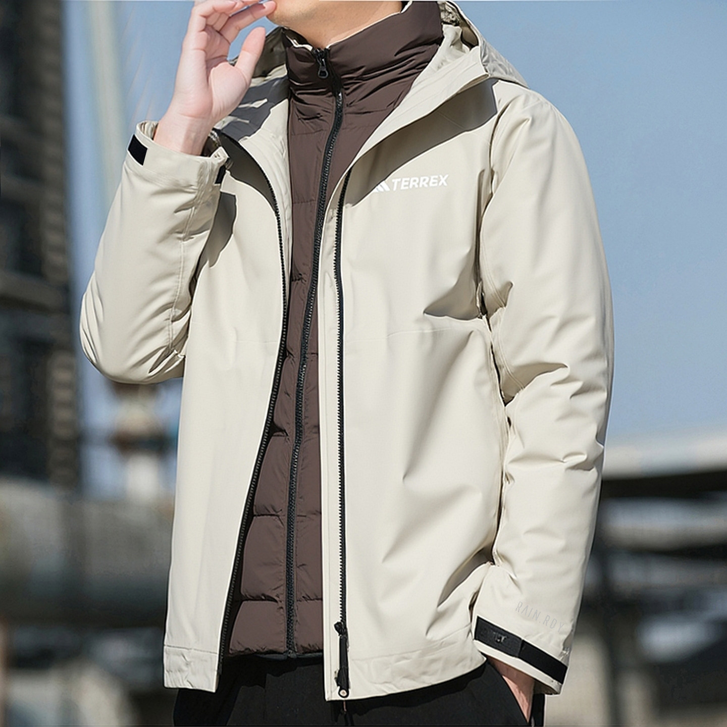 阿迪达斯三合一羽绒服男冬季新款鹅绒户外运动可拆卸加厚夹克外套